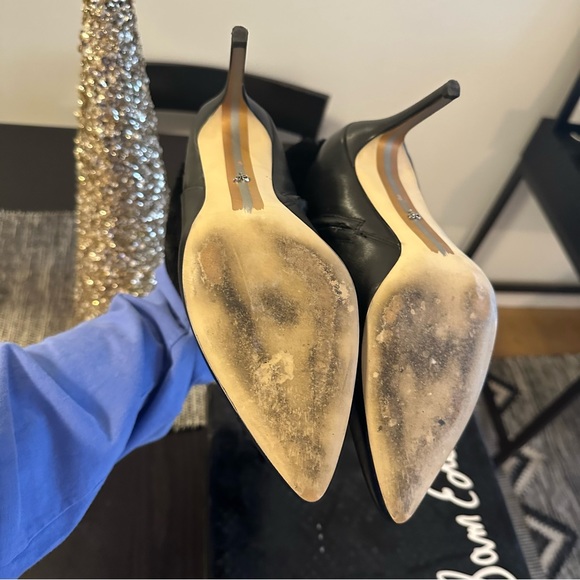 Sam Edelman “Oleana” Black Leather Fur Boots Sz 8 - Picture 3 of 12